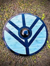 Viking Wooden Battle Ready Shield Wooden Shield Ragnar Viking Shield gift - $135.33