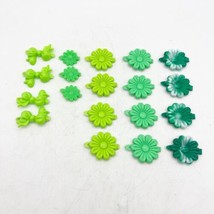 Lot of 19 PCs Plastic Green Vintage SnapTight Barrettes Hair Clips Bows Flowers - £15.72 GBP