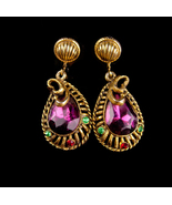 Vintage Edwardian earrings - Jeweled Snake drop - earrings screw back - ... - £59.95 GBP