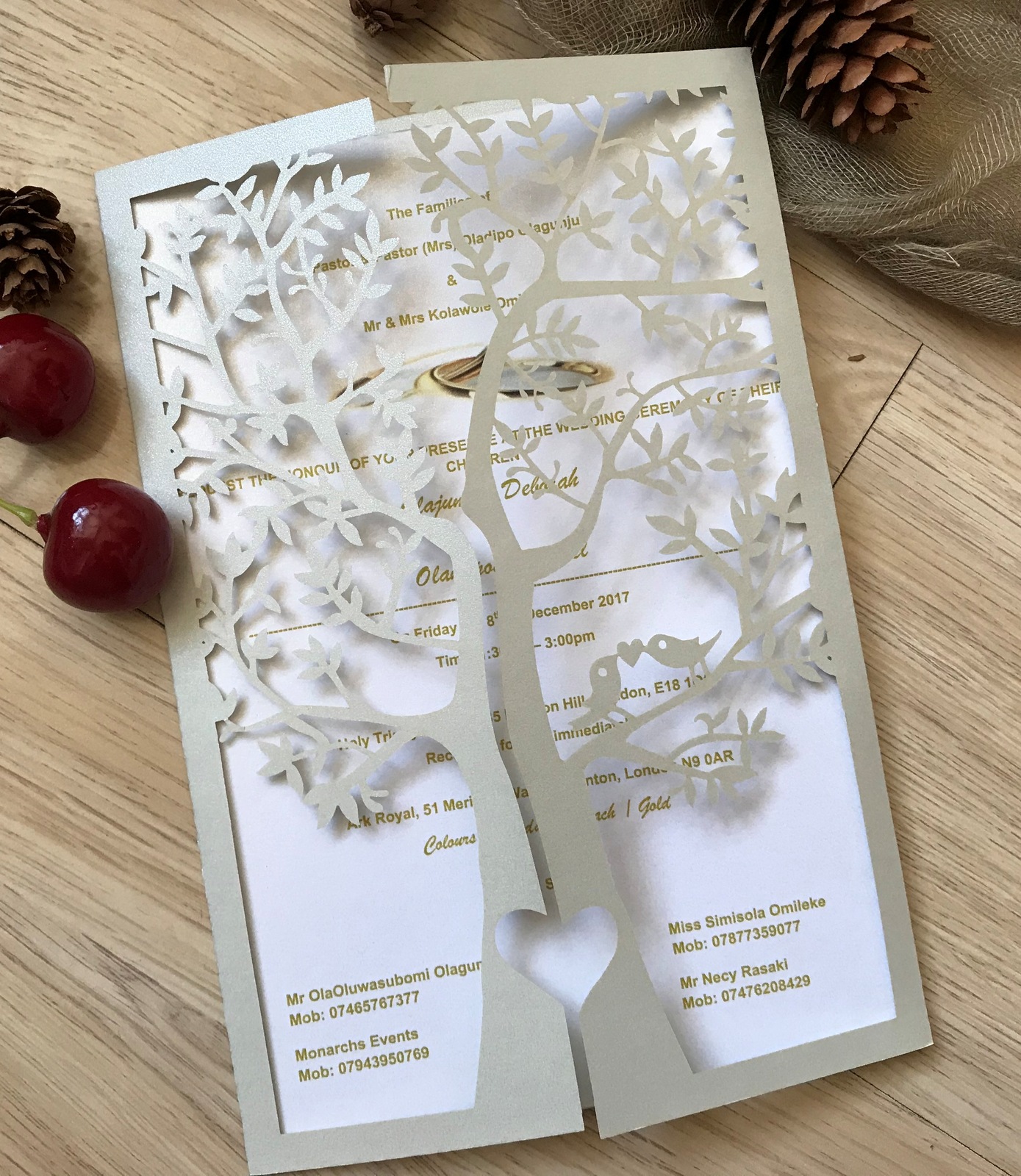 50pcs Pearl Light Silver Tree Laser Cut Invitation Cards,Laser Cut ...
