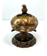 Art Nouveau Style Bird Perch on Decorative Egg Pedestal Trinket Box Rari... - £33.47 GBP