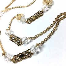 Vintage Avon 1988 Nostalgic Reflections 32&quot; Gold Tone Crystal Beads Necklace - £11.01 GBP
