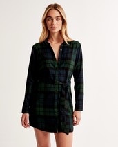Abercrombie &amp; Fitch Plaid Button Down Shirt Dress Tie Waist Size Small F... - $34.99