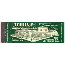 Vintage Matchbook Cover Scullys Restaurant Los Angeles CA 1940s full length - $19.79
