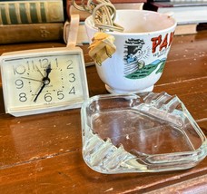 Vintage group of 3 items: coffee cup, ashtray, and working Westclox alar... - £21.89 GBP