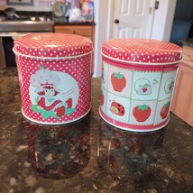 Vintage Strawberry Shortcake Cylinder Tins Lot Of 2 American Greetings RARE - £20.90 GBP