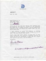 Annette Strauss Mayor City of Dallas Texas Signed Letter 1986 - $27.72