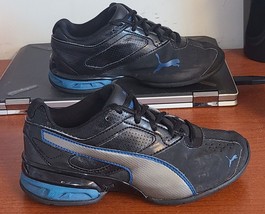 Puma Tazon 6 Youth Size 1.5C  Black Silver Strap Athletic Comfort Walkin... - $23.31