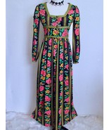 Vintage 60s 70 Les Elles by Betty Carol Maxi Dress XS Boho Floral Mod Era - £118.95 GBP