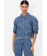 2025 NWT AUTHENTIC Alice + Olivia FINELY LASERCUT DENIM SHIRT in Avery B... - $389.79 CAD