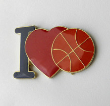 I Love Basketball Heart Novelty Logo Lapel Pin Badge 1 Inch - £4.50 GBP