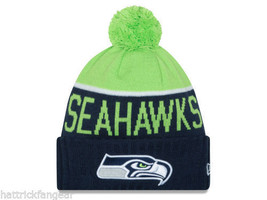 Seattle Seahawks New Era Onfield NFL Football Pom Pom Knit Hat Beanie - £18.56 GBP