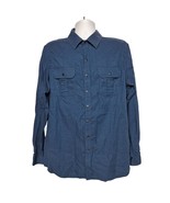 Rock &amp; Republic Men&#39;s Button Up Shirt Size XL Solid Dark Blue Long Sleeve - £26.50 GBP