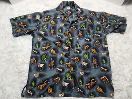 Cowboy Boots Hats Cactus Allover 3XL Hawaiian Shirt Harrahs Casino KY Derby VTG - £18.63 GBP