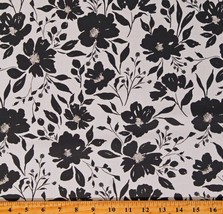 Cotton Floral Gray Flowers on Light Cream Evermore Fabric Print by Yard D139.07 - $15.95