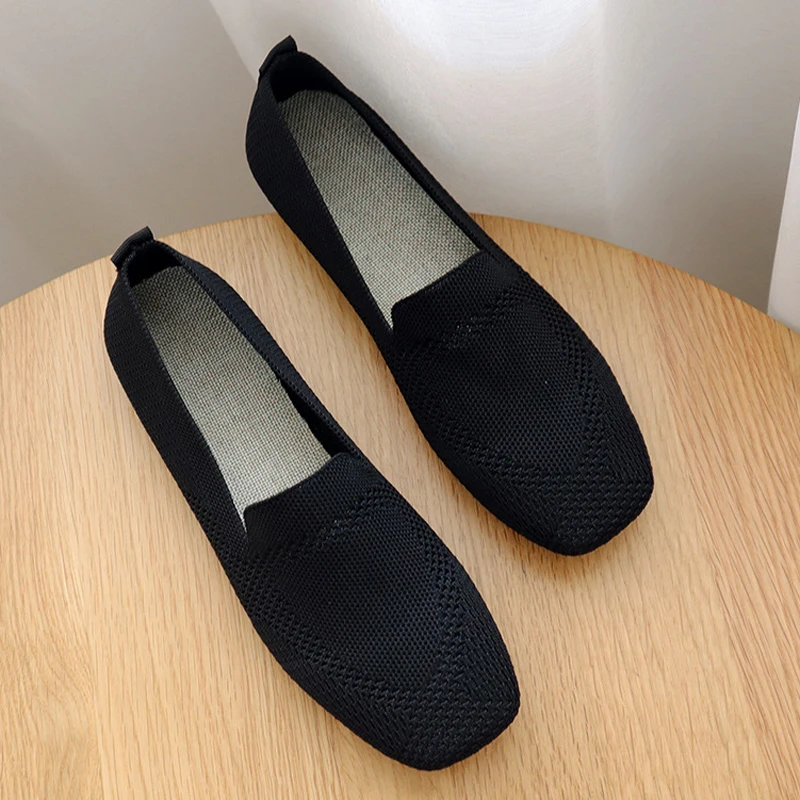 2024 Spring   Ballet Flats Women Square Toe Loafers Solid Shallow Driving Sneake - $68.82