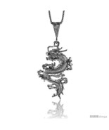 Sterling Silver Chinese Dragon Pendant, 1 1/2 in  - £33.01 GBP