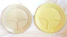 2 Vintage Dallas Ware Divided Plates 3 Part Tan Yellow Melmac Melamine 9 1/2&quot; D - $12.00