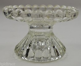 Vintage Clear Glass Fluted Single Candlestick Holder 2.375" T Home Decor Candle - $9.74
