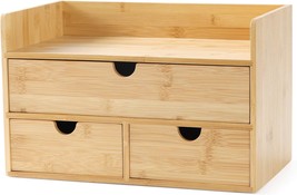 Wisuce Bamboo Desk Organizer, Mini Desktop Drawer Tabletop, 3 Drawer Wit... - $51.94