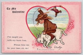 Valentine A/S E Curtis Cowgirl Caught You With My Lasso Tuck Postcard X24 - £4.70 GBP