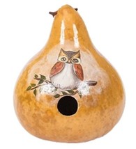 Owl Gourd Birdhouse - Amish Hand Painted Bird House Usa - £41.62 GBP