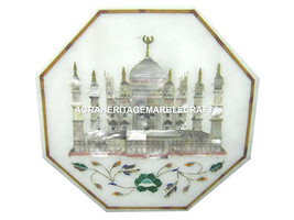 12&quot; Marble Cofffee Table Top Inlaid TAJ MAHAL Pietra Dura Beautiful Decor H1159 - £191.63 GBP