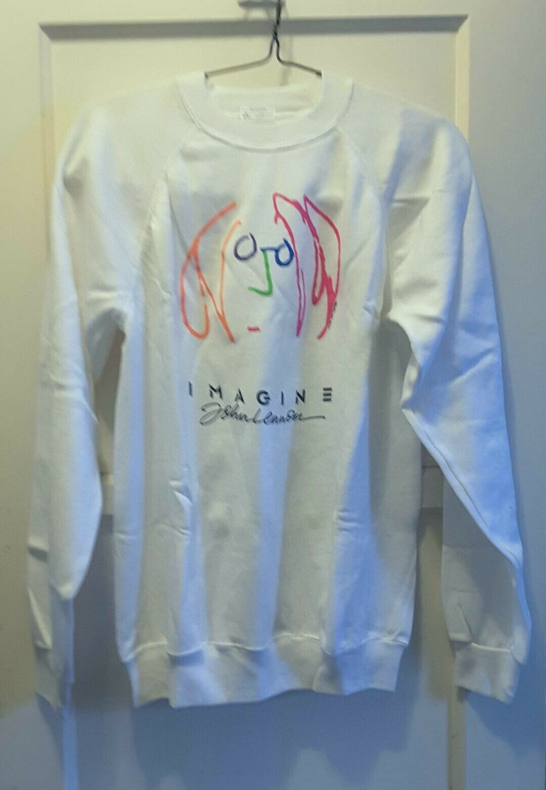 Vintage Collectable 1988 John Lennon "Imagine" Unisex White Sweatshirt Sz L - £76.90 GBP