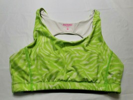 Juicy Couture Women Size L Sports Bra Green Geometric Pattern Spellout - £15.15 GBP