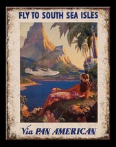 Pan AM Airlines Plane South Sea Service Retro Wall Décor Metal Sign Lice... - $15.83