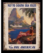 Pan AM Airlines Plane South Sea Service Retro Wall Décor Metal Sign Lice... - £12.45 GBP