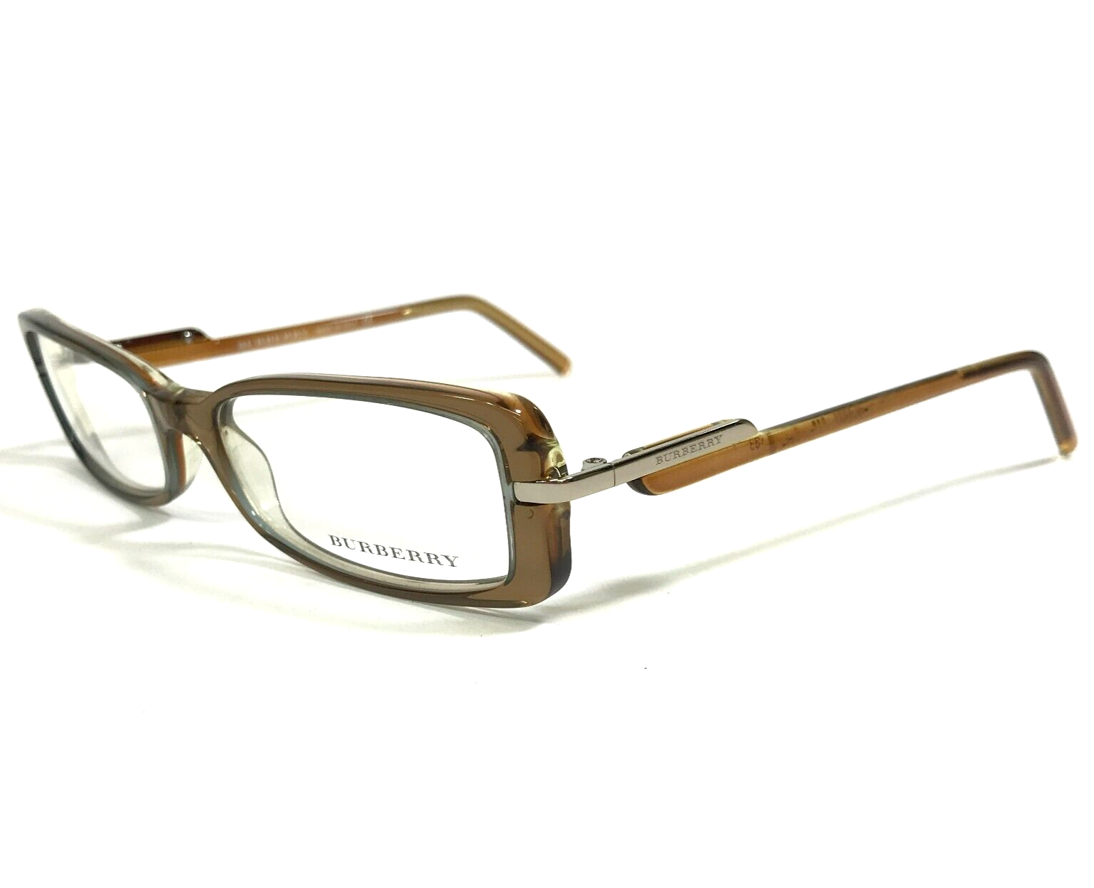 Burberry Eyeglasses Frames B 2009 3027 Clear Brown Yellow Rectangular 51-16-135 - $111.98