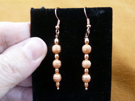 (EE700-36) 6mm textured Copper beaded dangle wire hook earrings fashion jewelry - £10.97 GBP