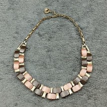 Lisner Pink Brown Lucite Panel Articulated Necklace Designer Gold Tone V... - £13.72 GBP