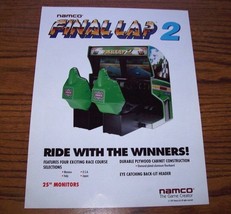 FINAL LAP 2 Video Arcade Game Flyer Promo  Original 1991 Auto Race Vintage Art - £14.22 GBP