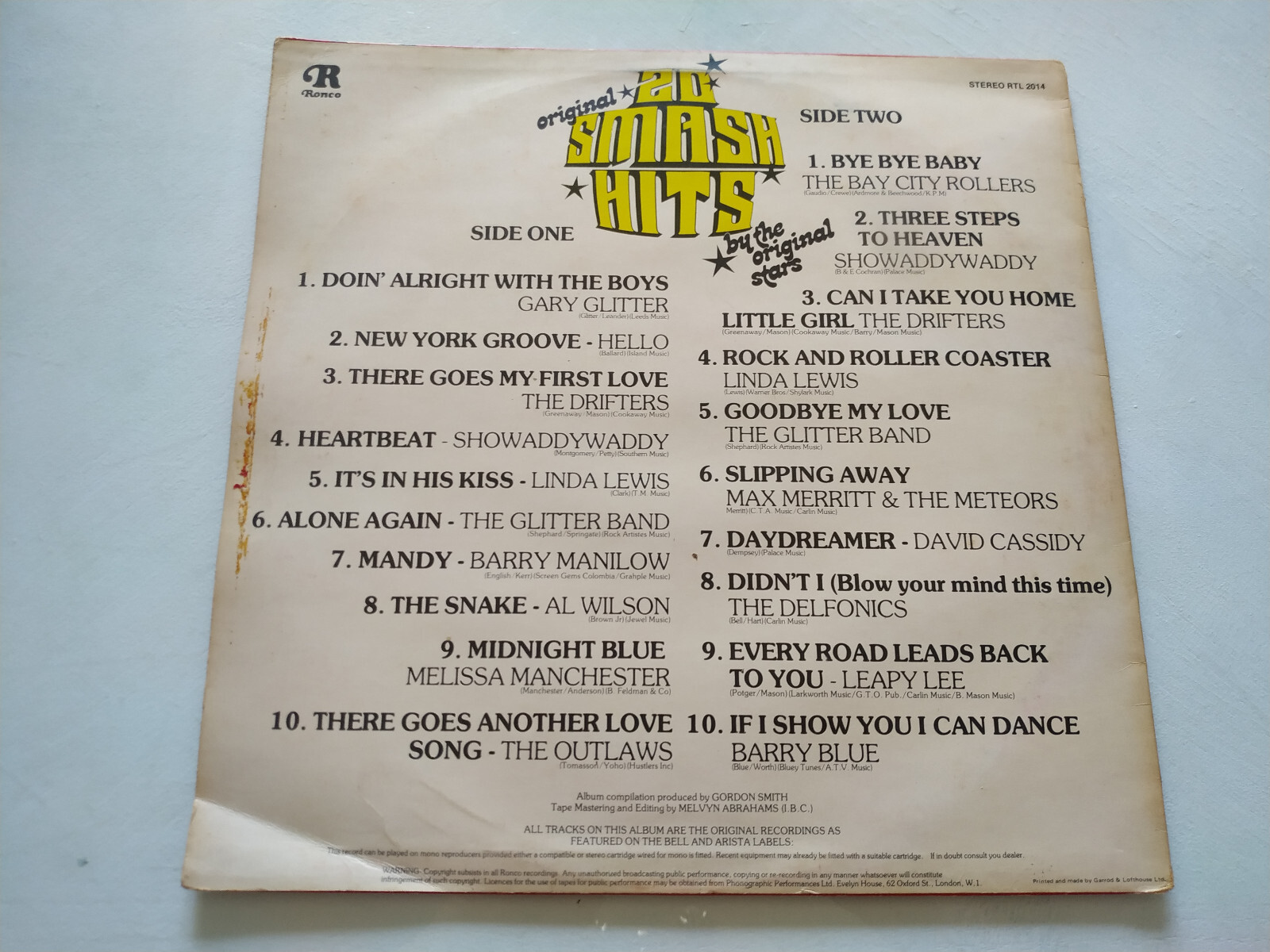 20 Smash Hits Star Trackin '76 Drifters Outlaws Glitter Band LP 12 " vinyl VG/VG Item image 3