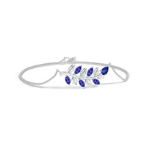 ANGARA Pear and Marquise Tanzanite Olive Branch Bracelet in 14K Solid Gold - £824.98 GBP