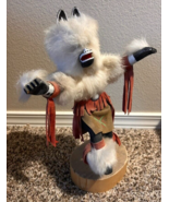 Vintage  13” Kachina Doll White Bear Native American artist Signed - $157.20 CAD