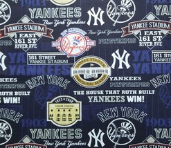 Mlb New York Yankees Stadium Fabric, Navy Cotton, New, Fq 18&quot; X 22&quot; - £2.97 GBP