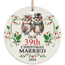 Our 39th Years Christmas Married Ornament Gift 39 Anniversary Cute Owl Couple - $15.79