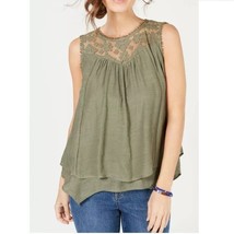 Style &amp; Co Womens XL Olive Spring Green Lace Detailing Sleeveless Top NW... - £19.21 GBP