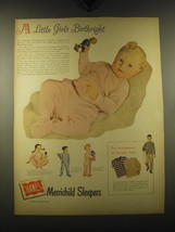 1948 Hanes Merrichild Sleepers Ad - A little girl's birthright - $18.49
