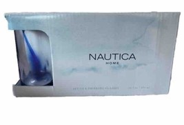 Nautica Home Blue Swirl Dimpled Drinking Glasses Set Of 8 16.7 Oz Nib Tumblers - £27.52 GBP