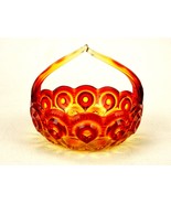 L.E. Smith Amberina Glass Basket, Moon &amp; Stars, Split Handle, Candies, M... - $39.15