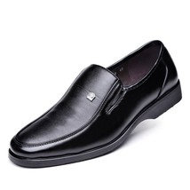 Classic Man Round Toe Dress Shoes Cow Leather Business casual shoes Mens Black W - £39.18 GBP