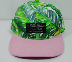 Dutch Bros Pass the Good Vibes Hat Pink Tropical Green Fan Leaf Hawaiian - £10.32 GBP