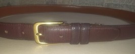 VTG 90s Coach Men 1&quot; Dress Belt Sz 34 Burgundy Leather Brass Buckle 5700 USA RR - £18.59 GBP