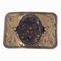 Womens Polished Cabochon Cab Stone Western Belt Buckle Gold Tone Oval Ce... - £21.23 GBP