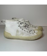 Veja Nova Hightop Women&#39;s US 7 White Canvas V Logo Leather Lace Up Casua... - $736.63 MXN