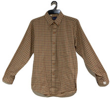 Dee Cee Mens Medium Shirt Navy Beige Plaid Cotton Button Down NEW Pockets - $14.45